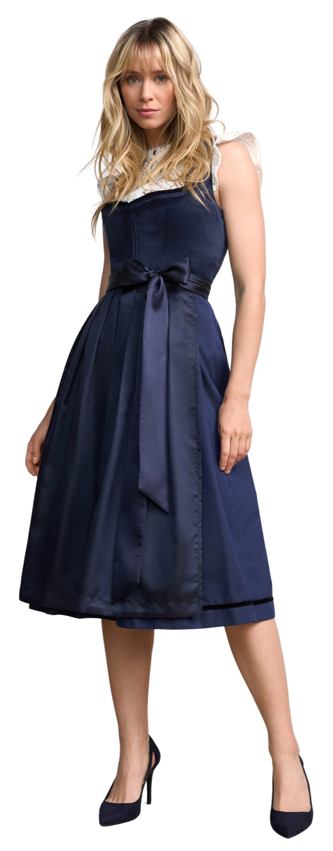 Dirndl Krüger Madl, Elenora, 70 cm, dunkelblau, Samtdirndl