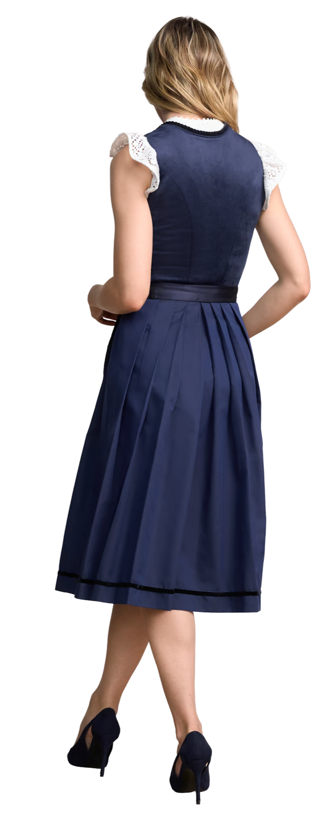 Dirndl Krüger Madl, Elenora, 70 cm, dunkelblau, Samtdirndl