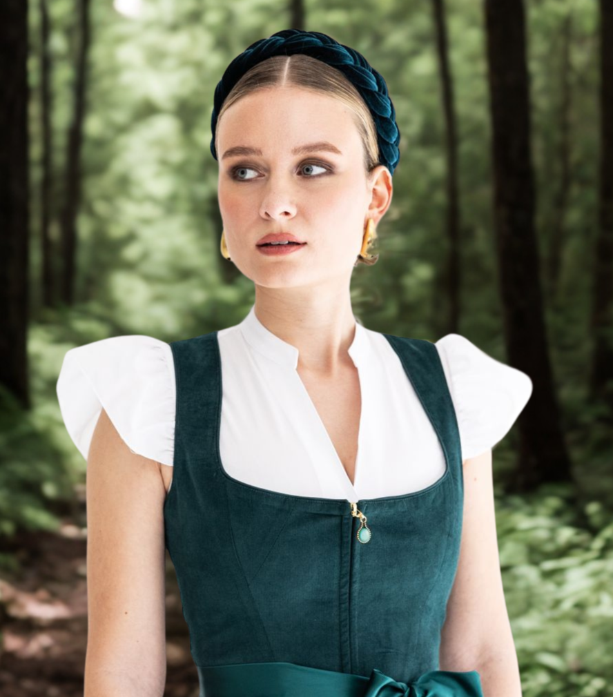 Dirndlbluse Alpenfee, Mira kurz, weiß, Flügelärmel