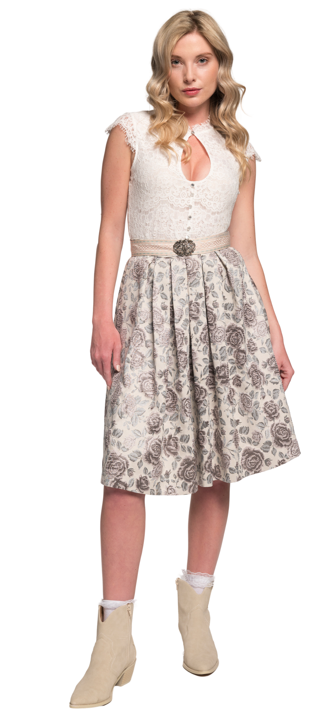 Trachten Rock Midi 60 cm, Gwyneth, Spieth & Wensky, nude, silber
