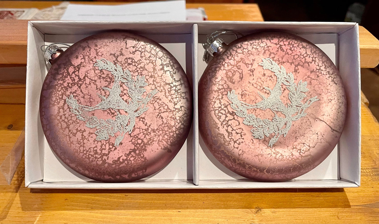 2er Set Christbaum Kugel, Weihnachtsschmuck, Medaillon Mauve Weihnachten Alpenfunkeln