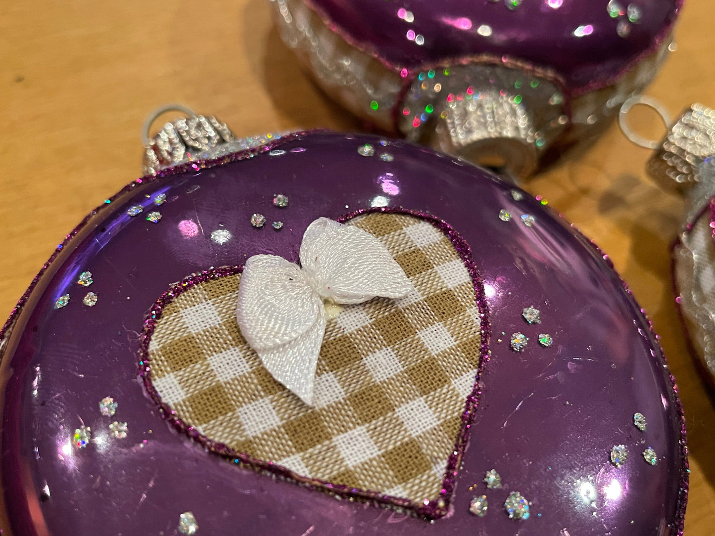 3er Set Christbaumkugel, Weihnachtsschmuck, Medaillon lila, Wildtiere, Nr. 1 Weihnachten Alpenfunkeln