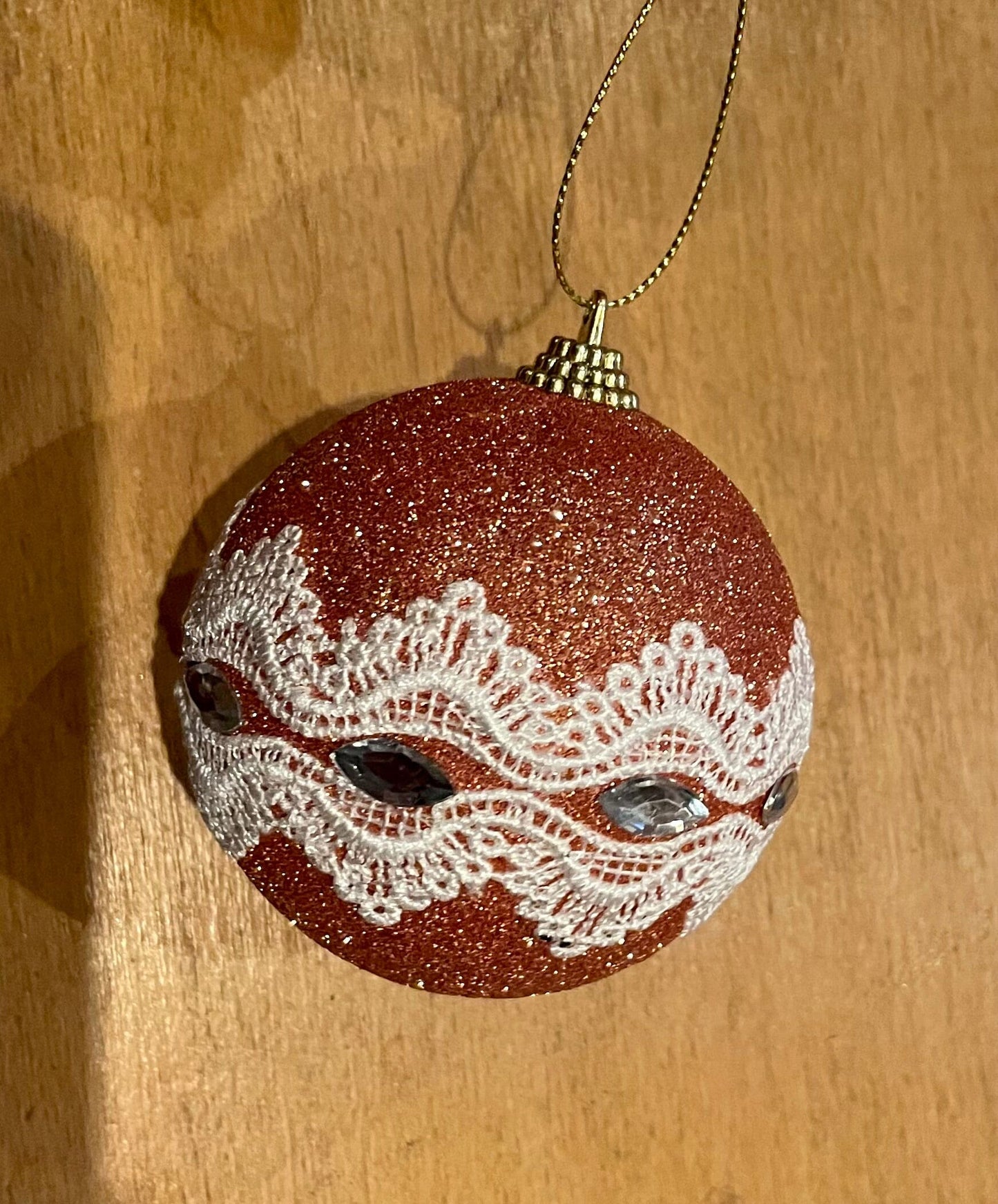 4er Set Christbaum Kugel, Weihnachtsschmuck, bronze, Spitze Weihnachten Alpenfunkeln