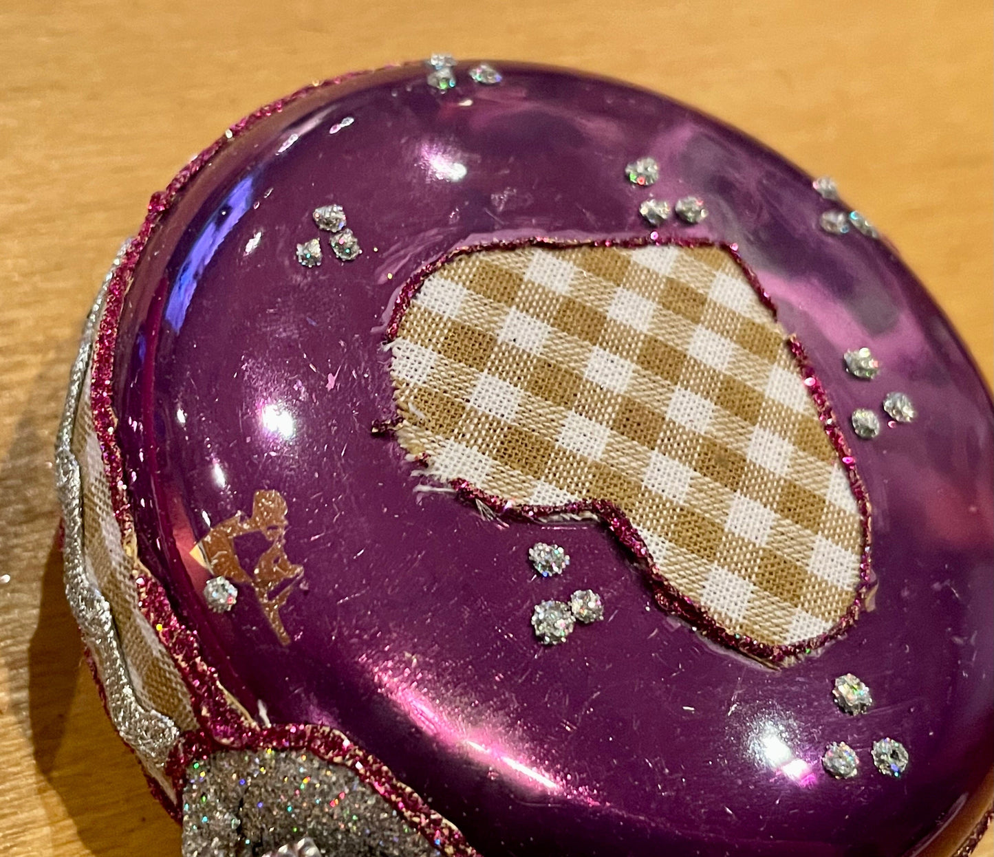 4er Set Christbaumkugel, Weihnachtsschmuck, Medaillon lila, Wildtiere, 2. Wahl Weihnachten Alpenfunkeln