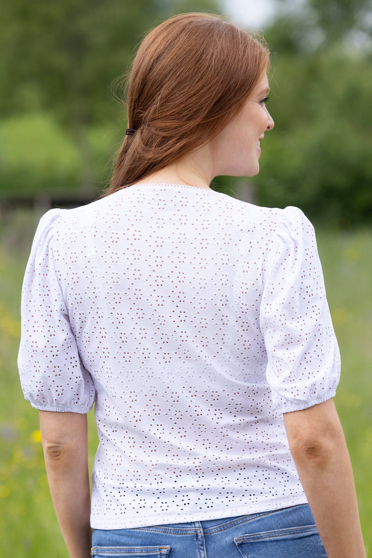 Trachtenbluse Regina, Lochstick Shirt, Nina von C., weiß