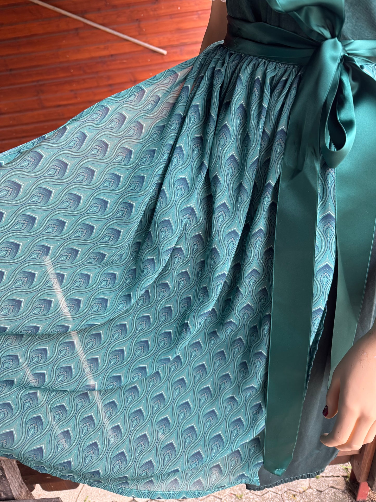 Dirndl Alpenfee, Rona, Petrol, Corddirndl, Midi 70 cm