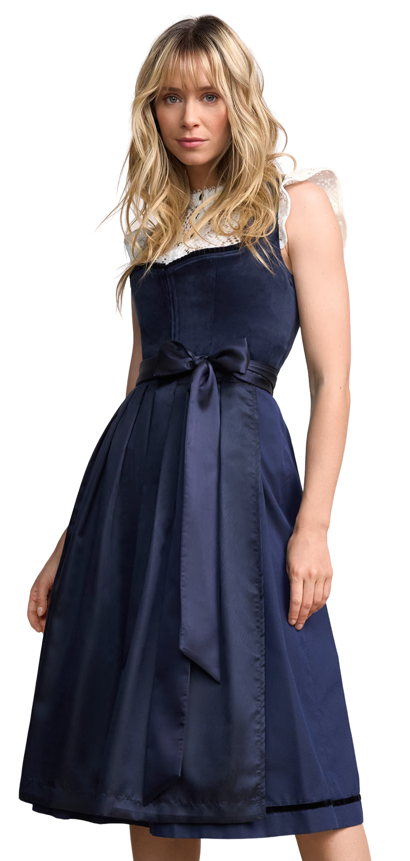 Dirndl Krüger Madl, Elenora, 70 cm, dunkelblau, Samtdirndl