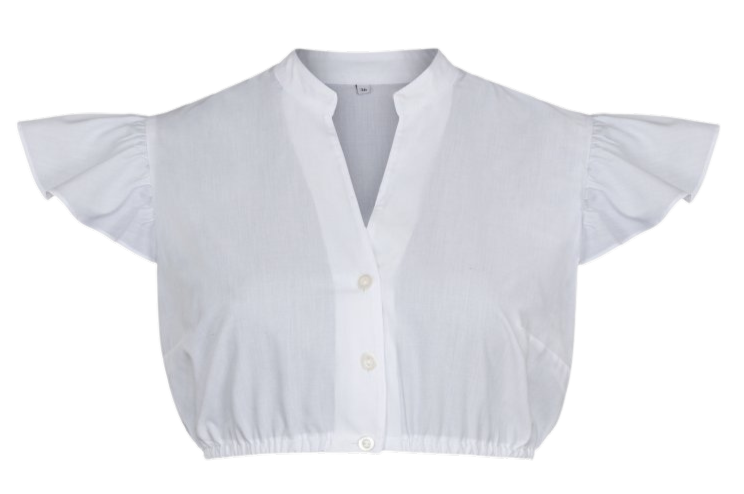 Dirndlbluse Alpenfee, Mira kurz, weiß, Flügelärmel