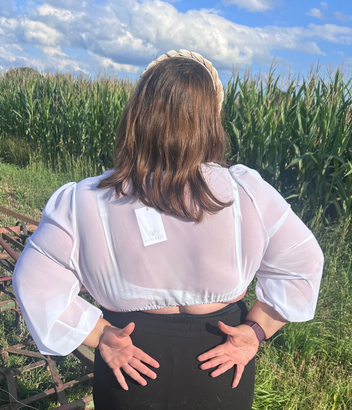 Dirndlbluse Alpenfee, Fenja, langarm, weiß, Chiffon