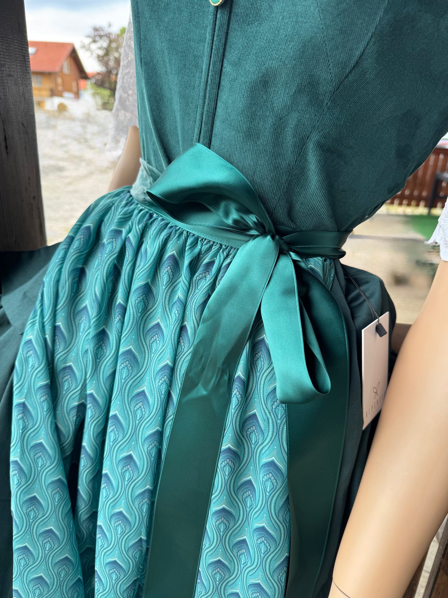 Dirndl Alpenfee, Rona, Petrol, Corddirndl, Midi 70 cm