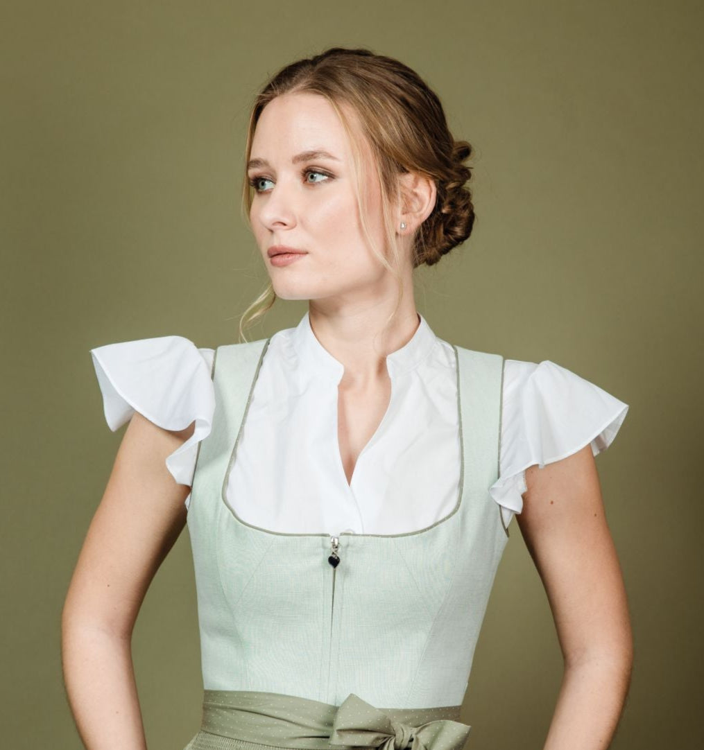Dirndlbluse Alpenfee, Mira kurz, weiß, Flügelärmel
