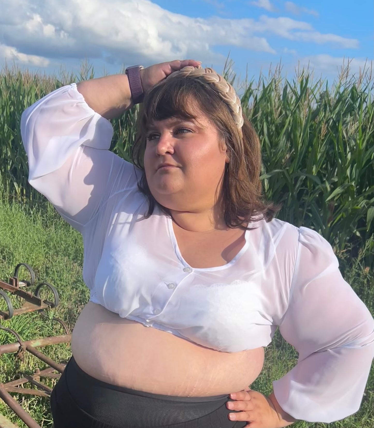 Dirndlbluse Alpenfee, Fenja, langarm, weiß, Chiffon