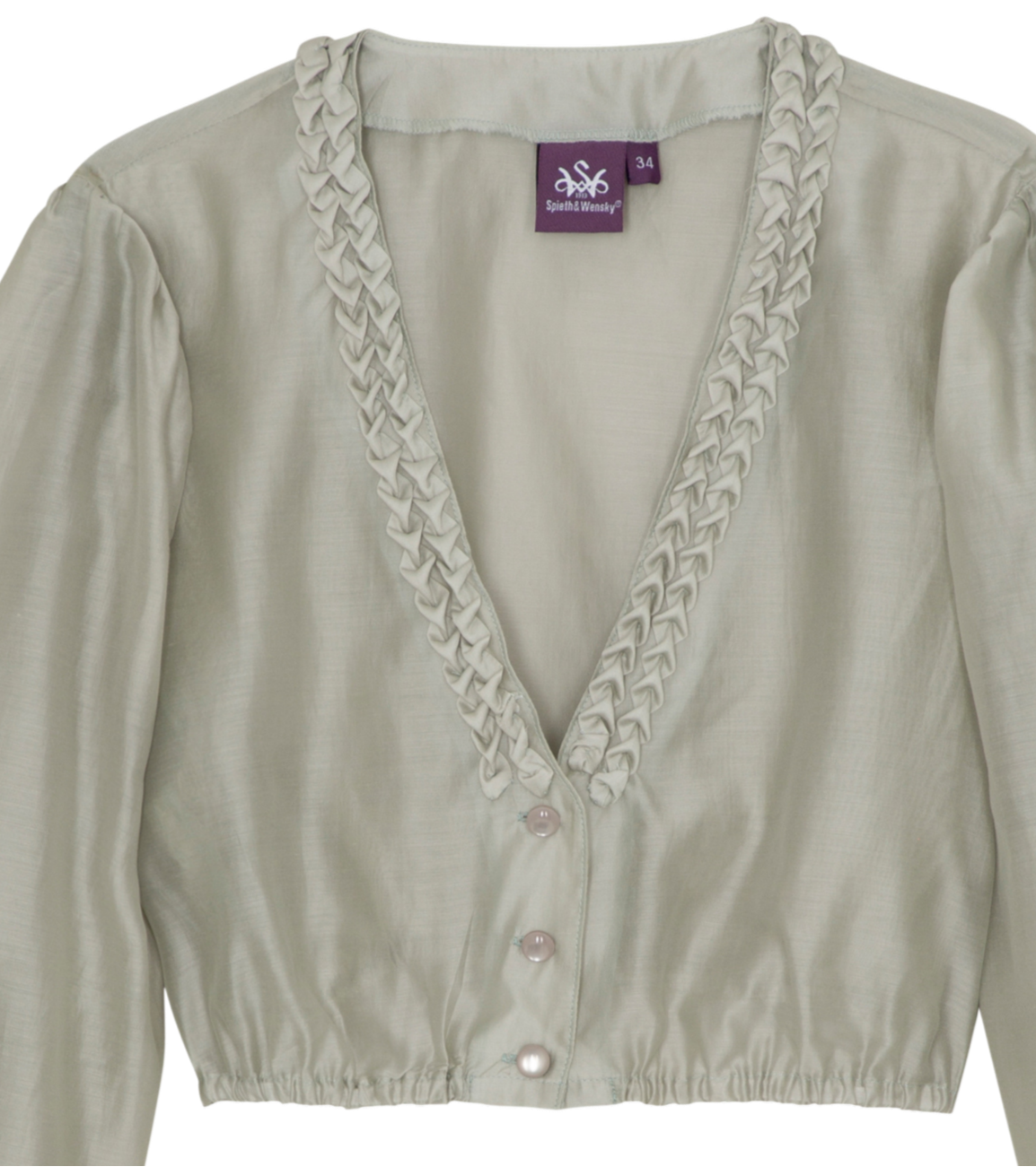 Dirndlbluse, Spieth & Wensky, mint, Fidelia Chiffon V-Ausschnitt