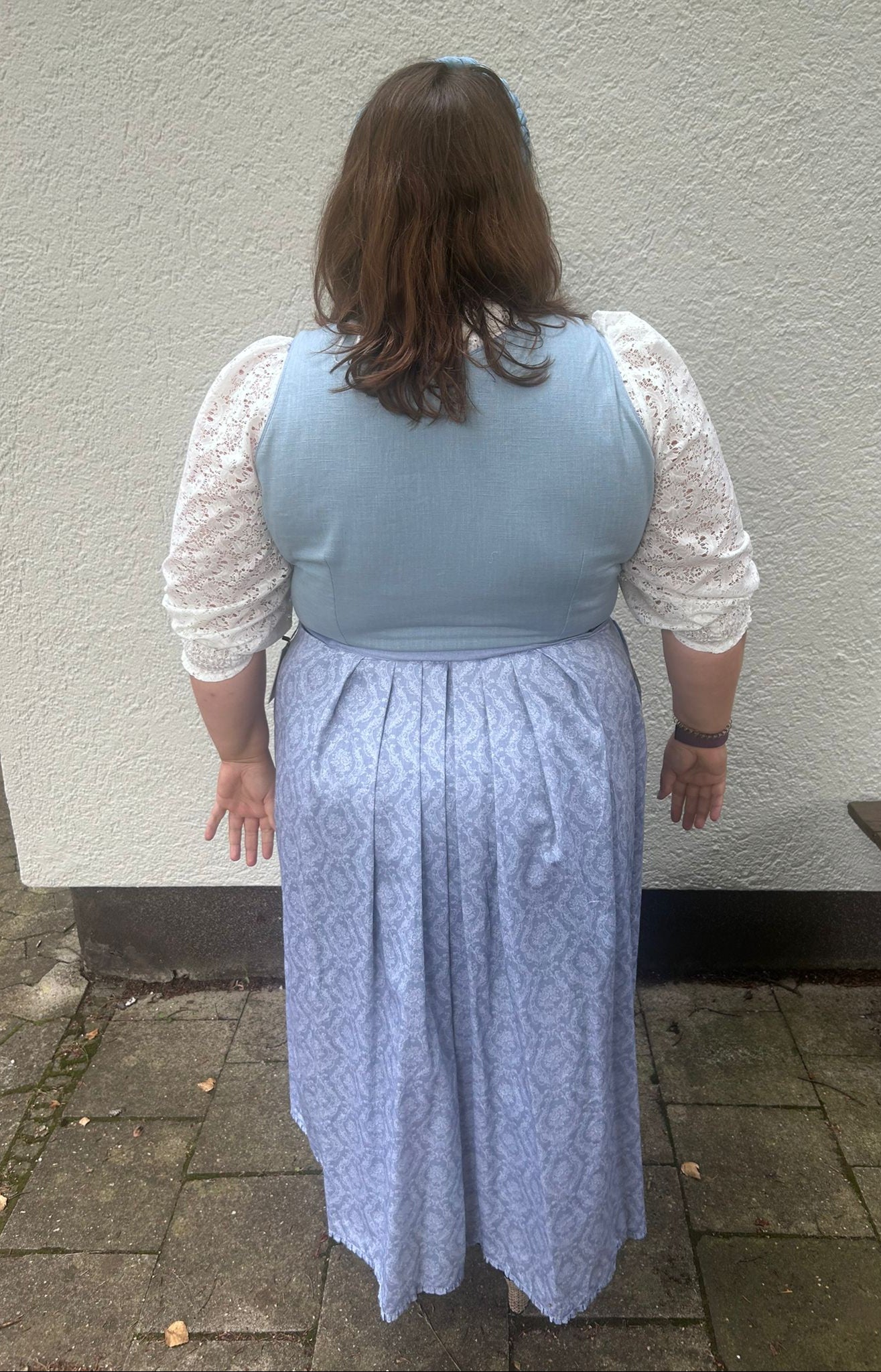 Dirndl Alpenfee, Alena, Leinen, Maxidirndl, hellblau, große Größen