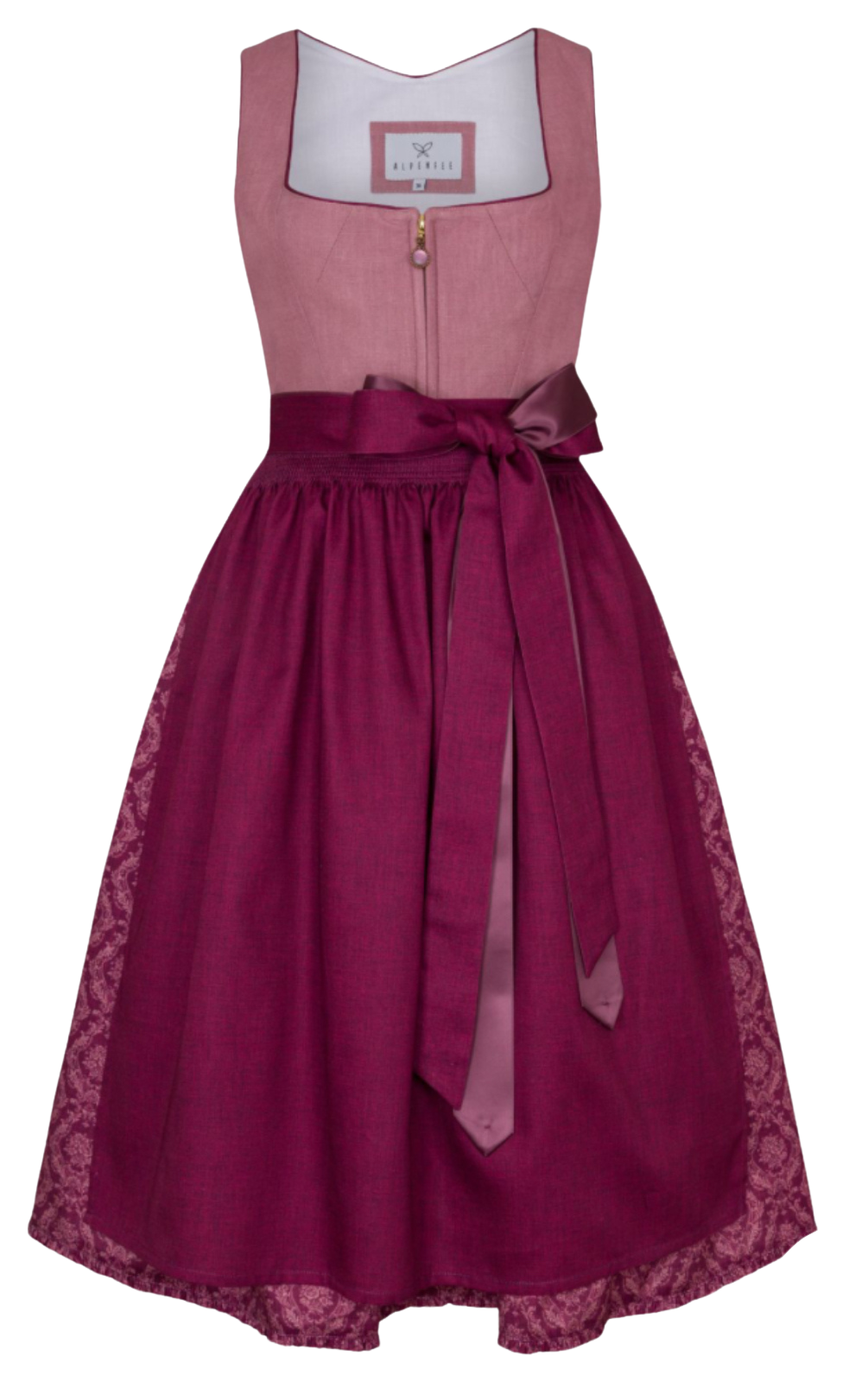 Dirndl Alpenfee, Alena, Leinen, Maxidirndl, beere, rosa, große Größen