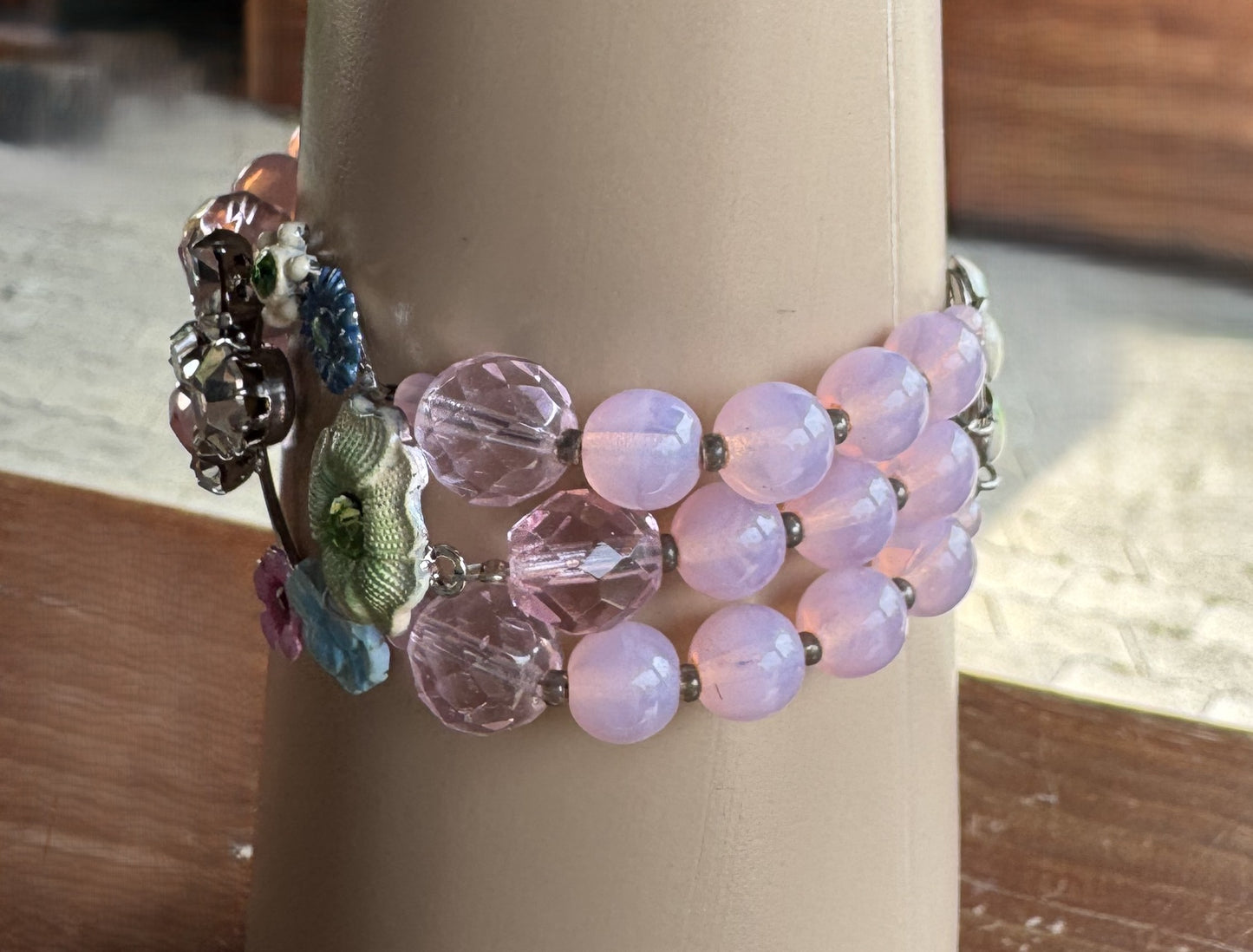Trachten Armband, rosa, Perlen, pink, Blumen