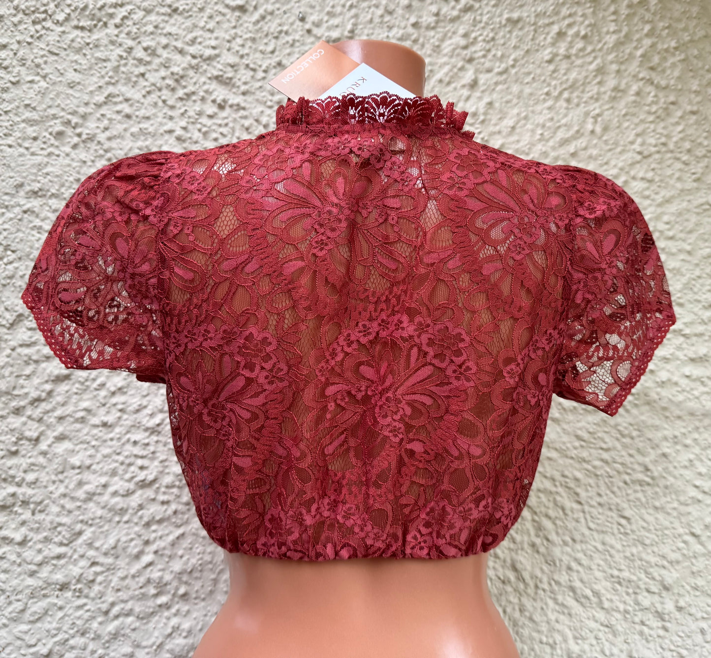 Dirndlbluse Krüger Madl, Jacira, rot, rost, Spitze