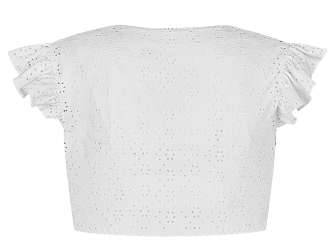 Dirndlbluse Nina von C., Anna, weiß, Flügelärmel, Lochstick