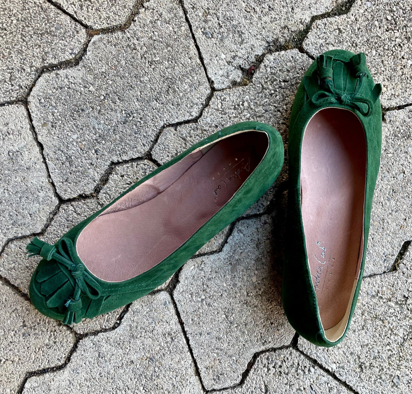 Ballerinas, Andrea Conti, Velour, dunkelgrün, Trachtenschuhe Schuhe Andrea Conti