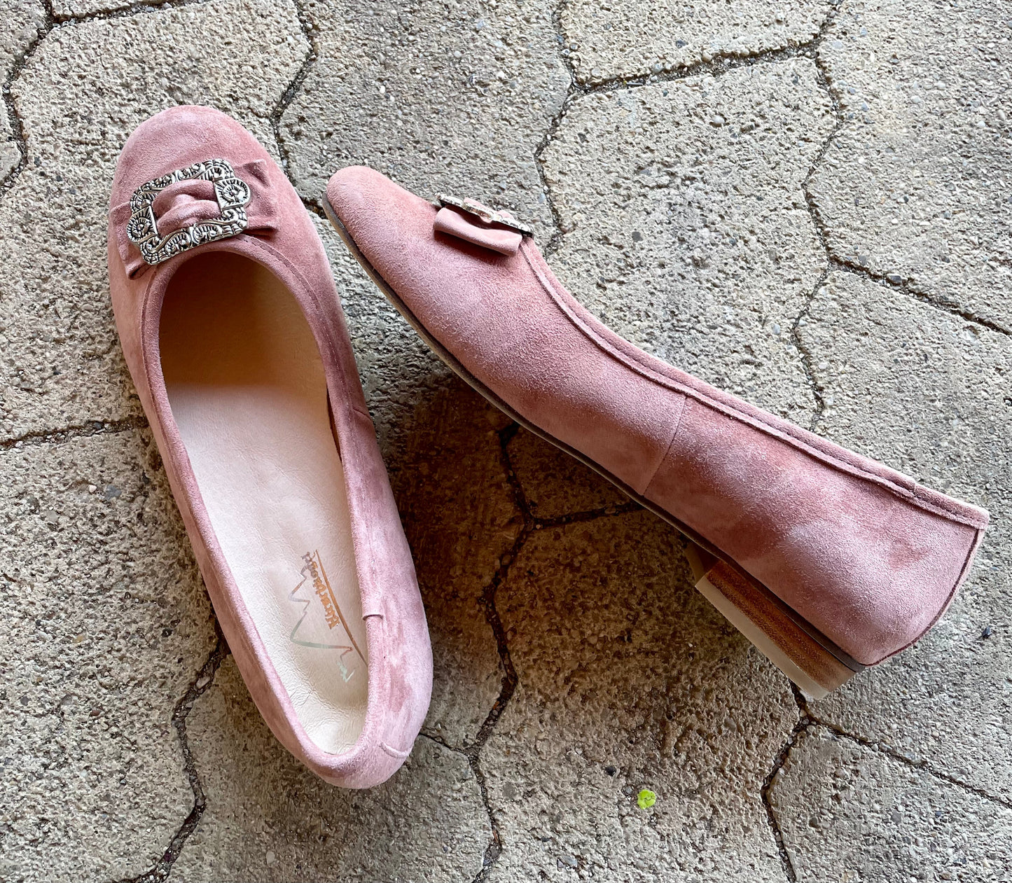 Ballerinas, Hirschkogel, Velour, rosa Spange, Trachtenschuhe Schuhe Hirschkogel