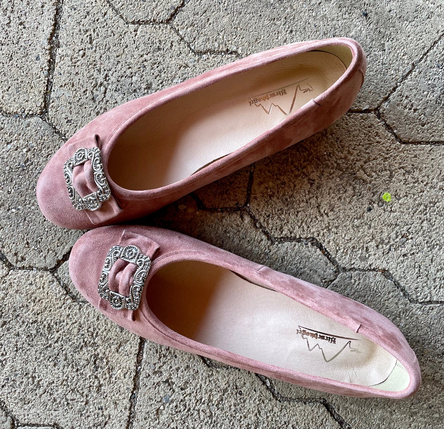 Ballerinas, Hirschkogel, Velour, rosa Spange, Trachtenschuhe Schuhe Hirschkogel