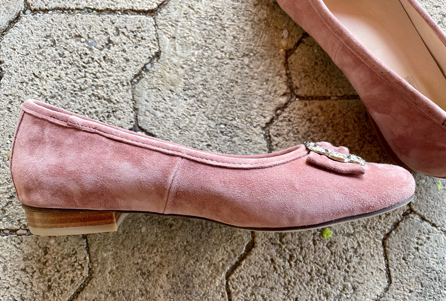 Ballerinas, Hirschkogel, Velour, rosa Spange, Trachtenschuhe Schuhe Hirschkogel