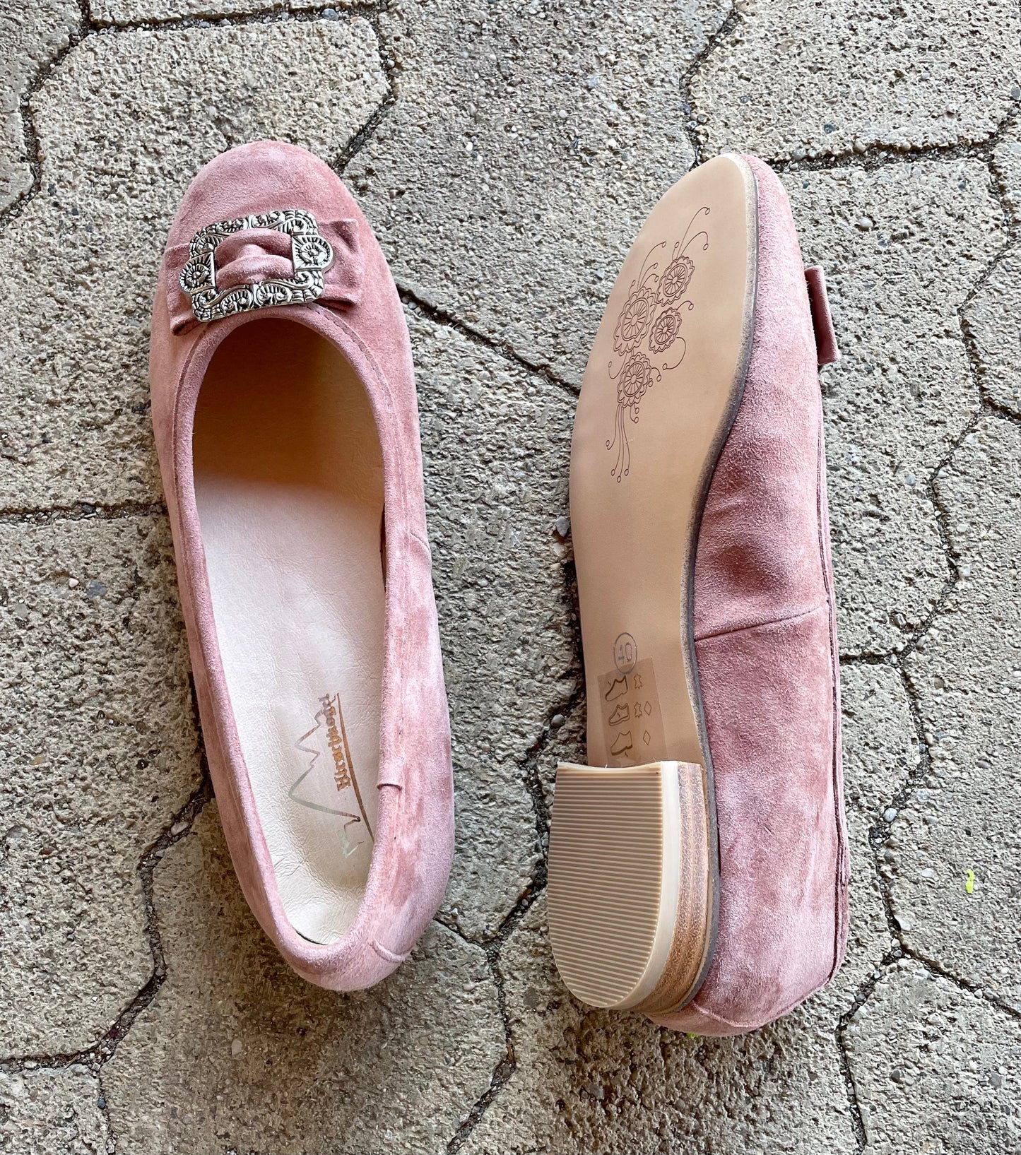 Ballerinas, Hirschkogel, Velour, rosa Spange, Trachtenschuhe Schuhe Hirschkogel