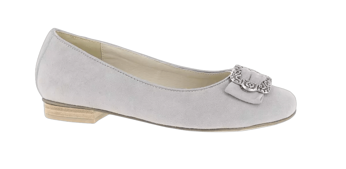 Ballerinas, Hirschkogel, Velour, stein grau Spange, Trachtenschuhe Schuhe Hirschkogel