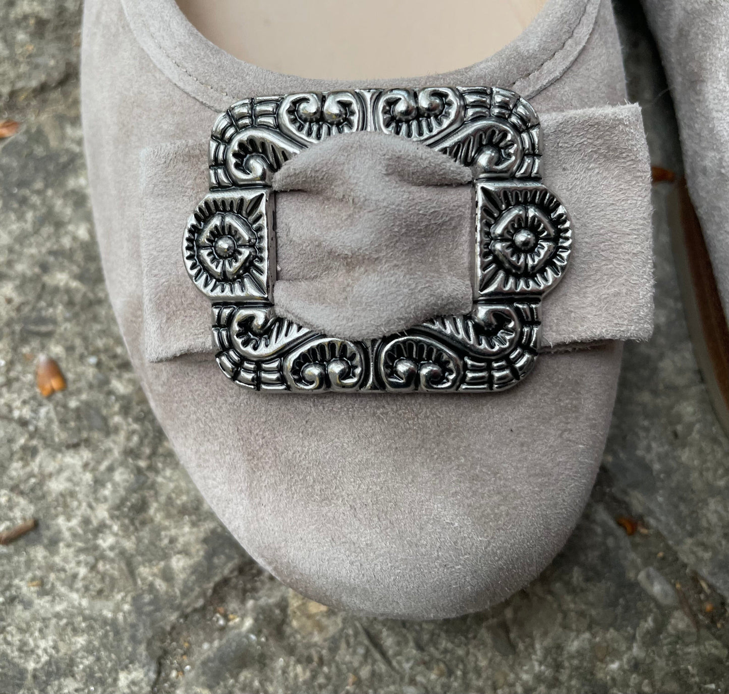 Ballerinas, Hirschkogel, Velour, stein grau Spange, Trachtenschuhe Schuhe Hirschkogel