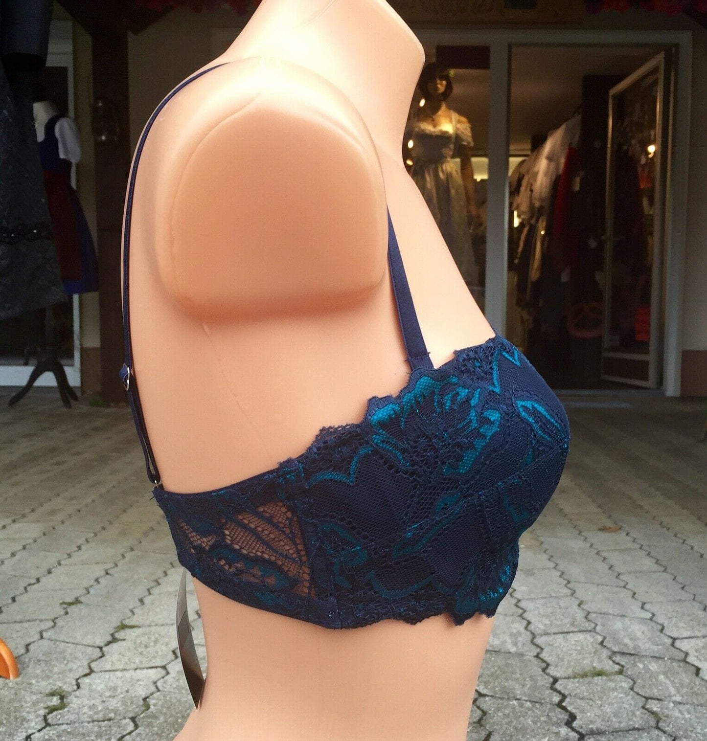 Bandeau Schalen BH, After Eden, Spitze, petrol, dunkelblau BH After Eden