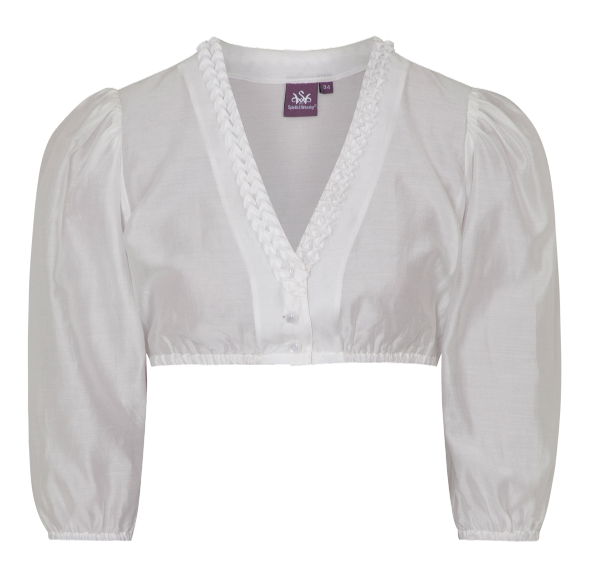 Dirndlbluse, Spieth & Wensky, creme, Fidelia Chiffon V-Ausschnitt
