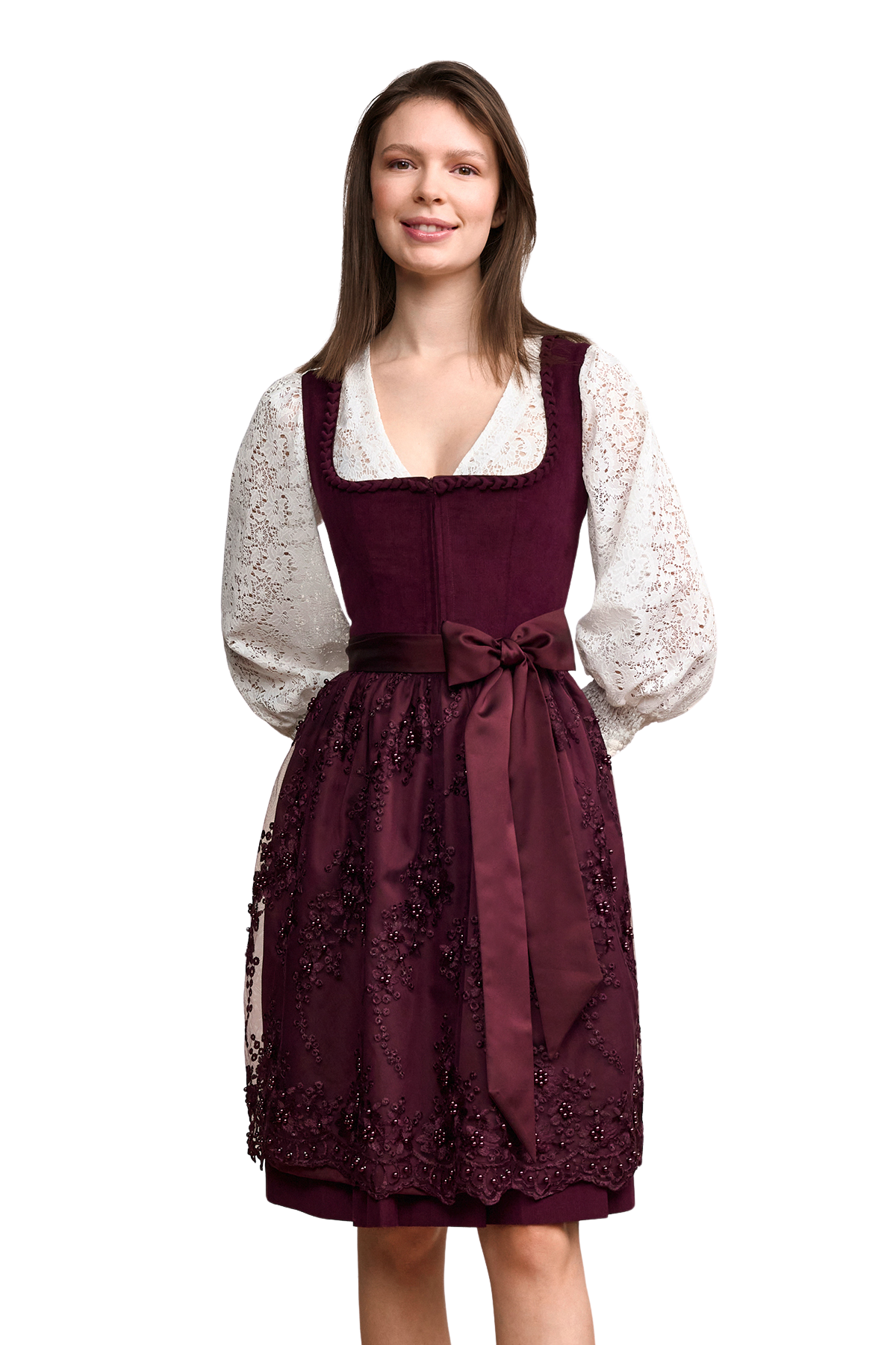 Dirndl Krüger Madl, Betty, 60 cm, bordeaux, pink