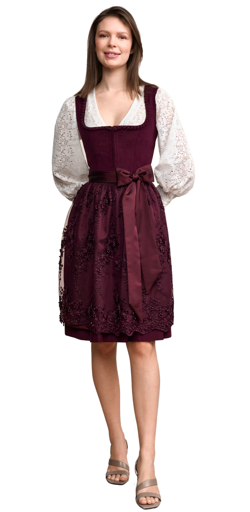 Dirndl Krüger Madl, Betty, 60 cm, bordeaux, pink