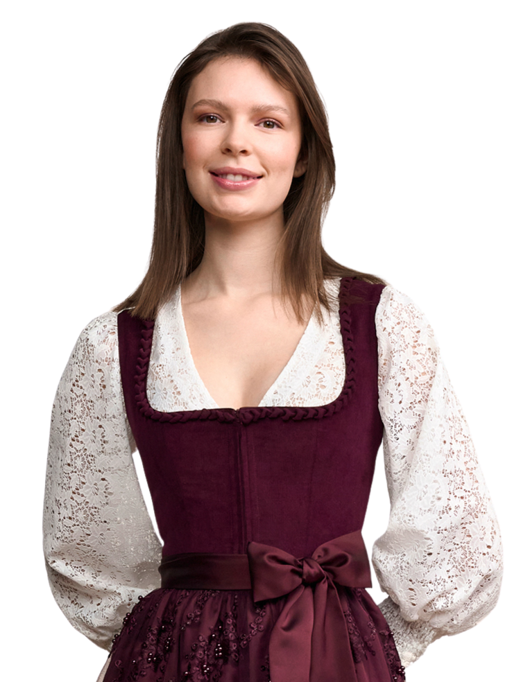 Dirndlbluse Krüger Collections, Eda, V-Ausschnitt, Spitze, ecru