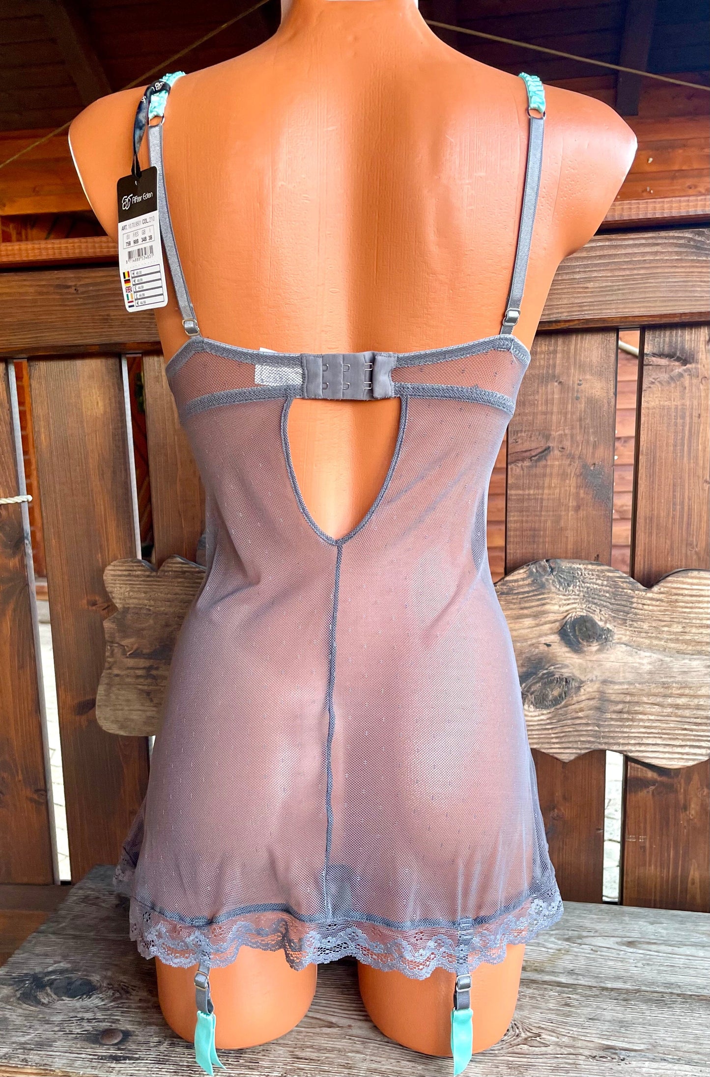 BH, Slipdress, After Eden, mint , grau, Spitze, Push up BH After Eden