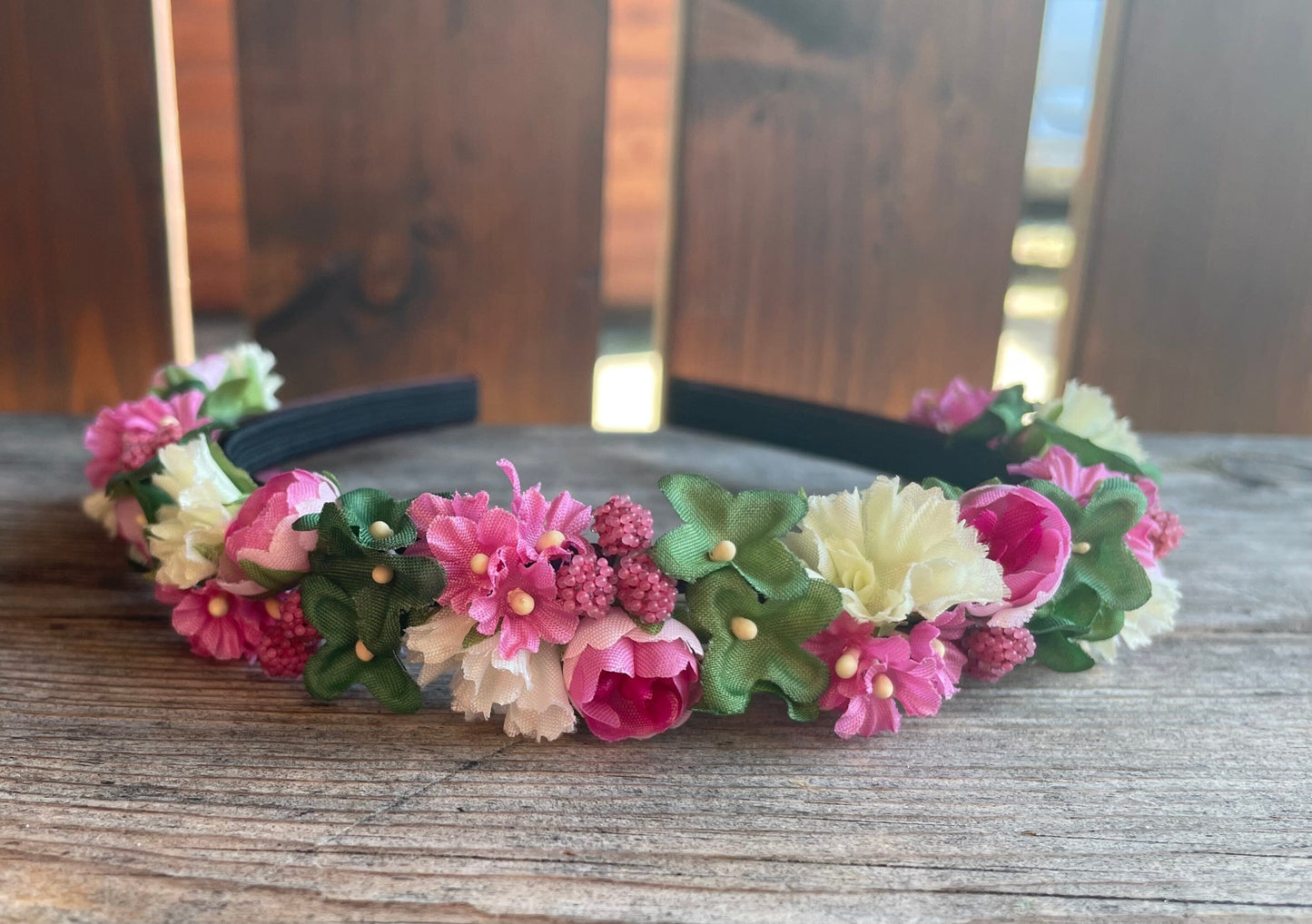Blüten Haarreifen zum Dirndl, pink, rosa, braut Haarschmuck Rasp