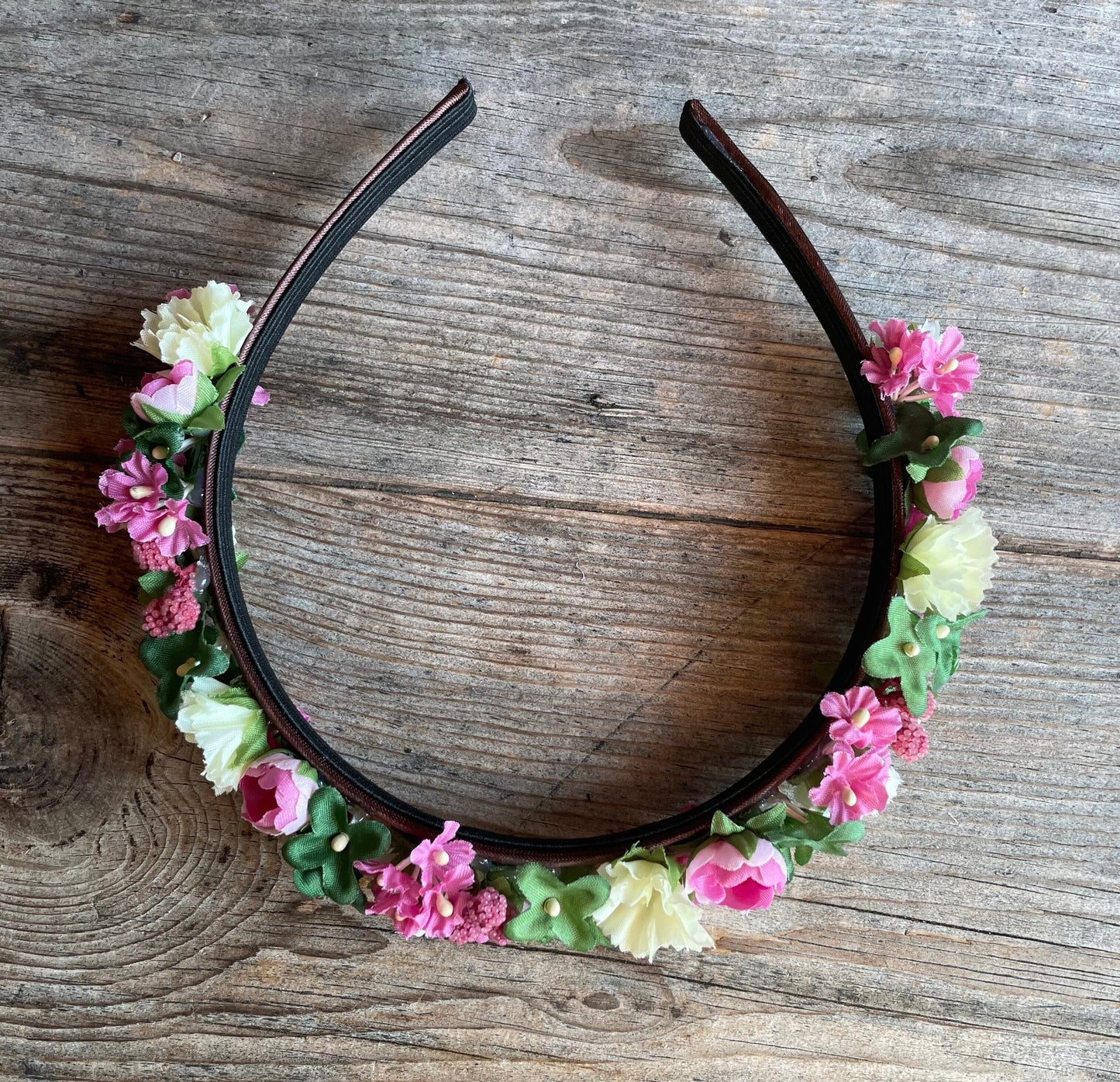Blüten Haarreifen zum Dirndl, pink, rosa, braut Haarschmuck Rasp