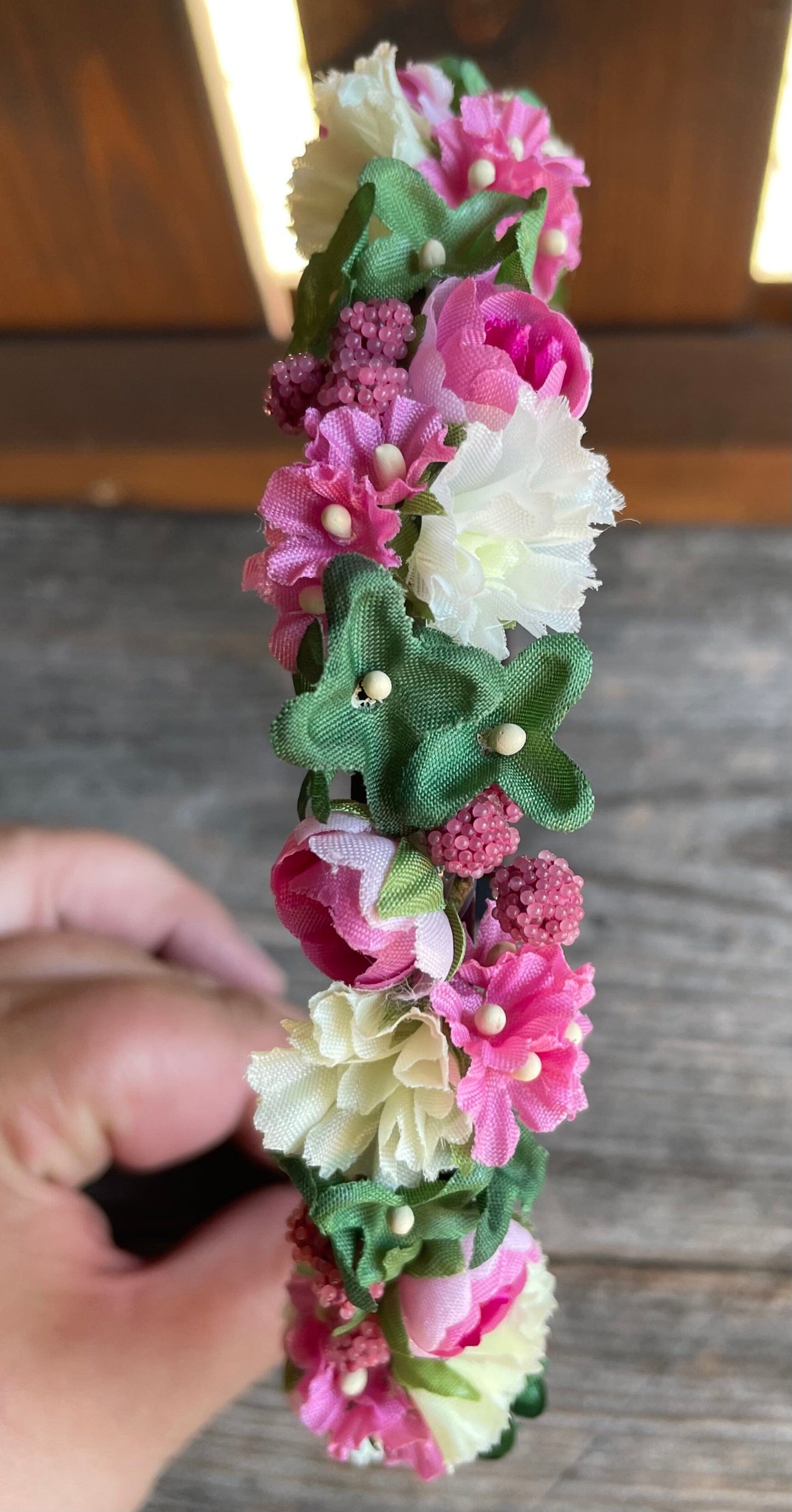 Blüten Haarreifen zum Dirndl, pink, rosa, braut Haarschmuck Rasp