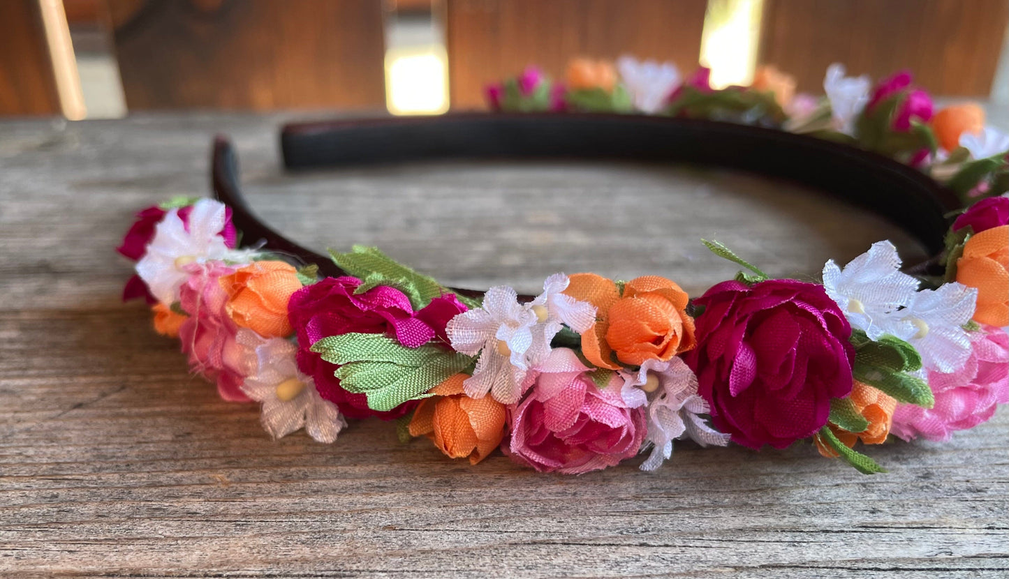 Blüten Haarreifen zum Dirndl, pink, rosa, orange Haarschmuck Rasp
