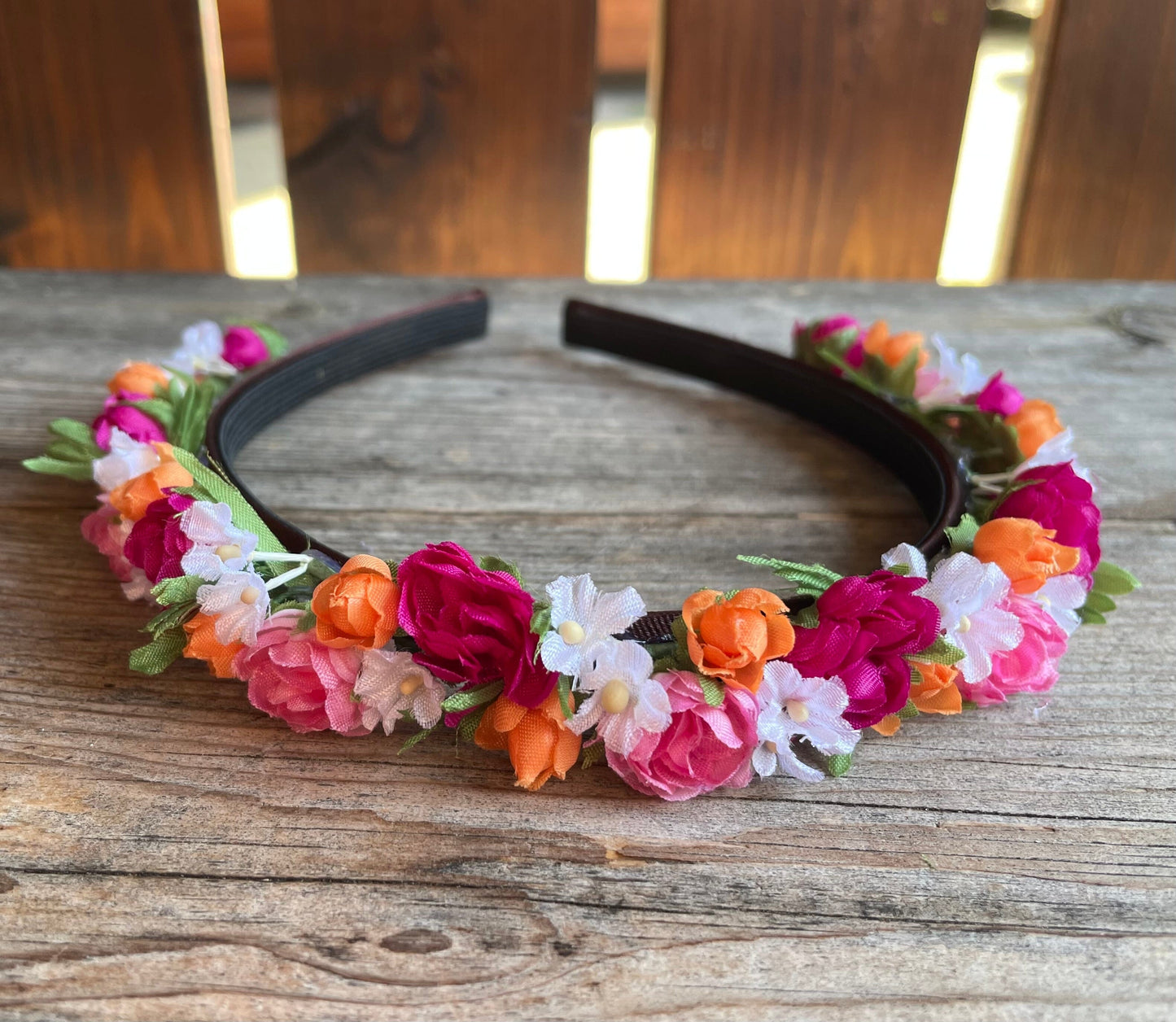 Blüten Haarreifen zum Dirndl, pink, rosa, orange Haarschmuck Rasp