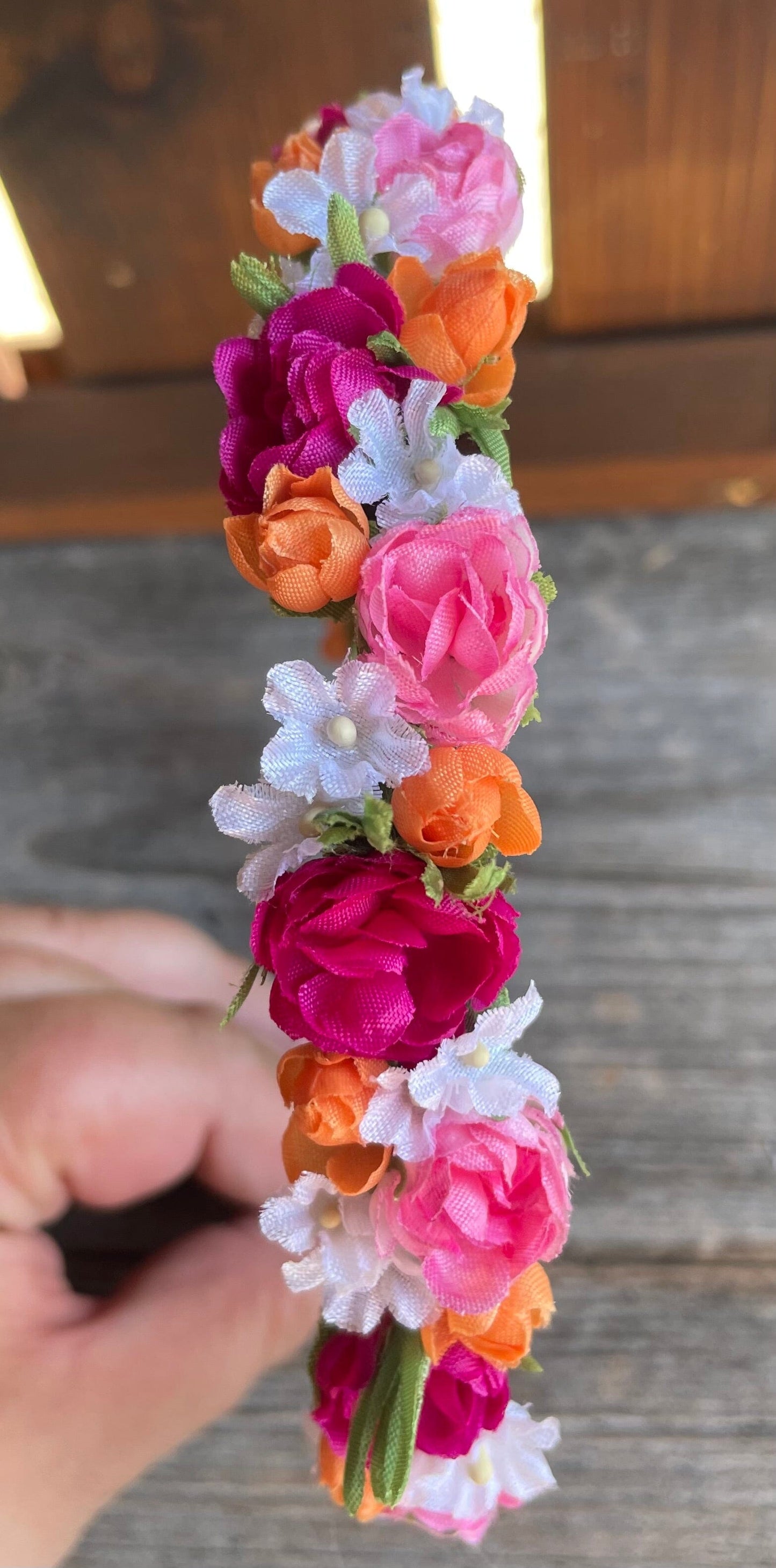 Blüten Haarreifen zum Dirndl, pink, rosa, orange Haarschmuck Rasp