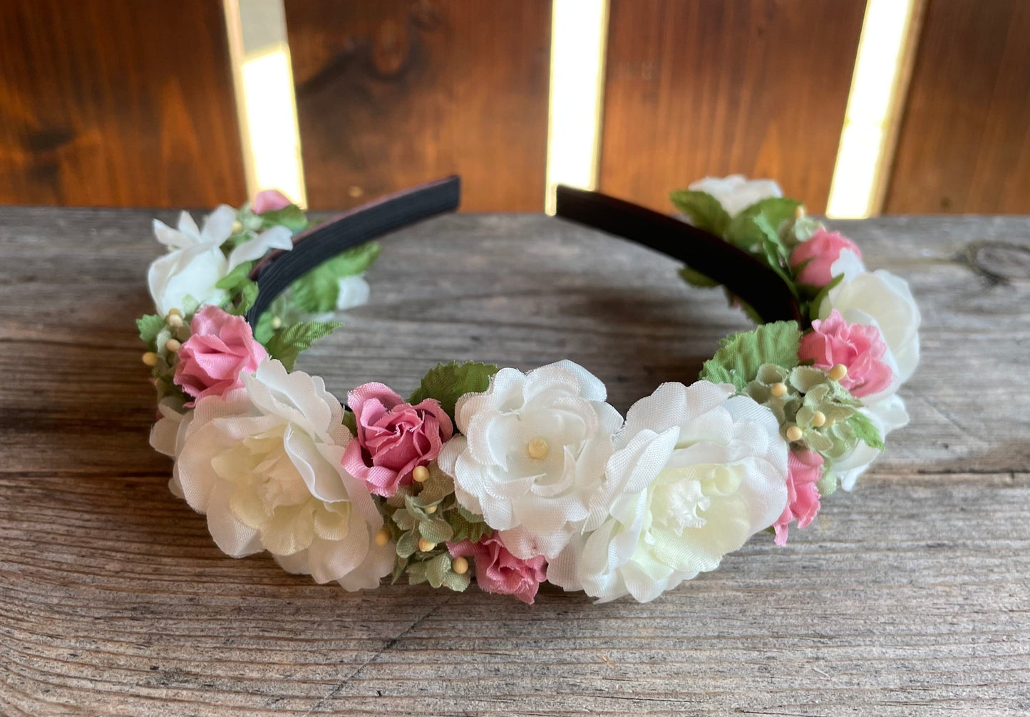 Blüten Haarreifen zum Dirndl, rosa, weiß, Braut Haarschmuck Rasp
