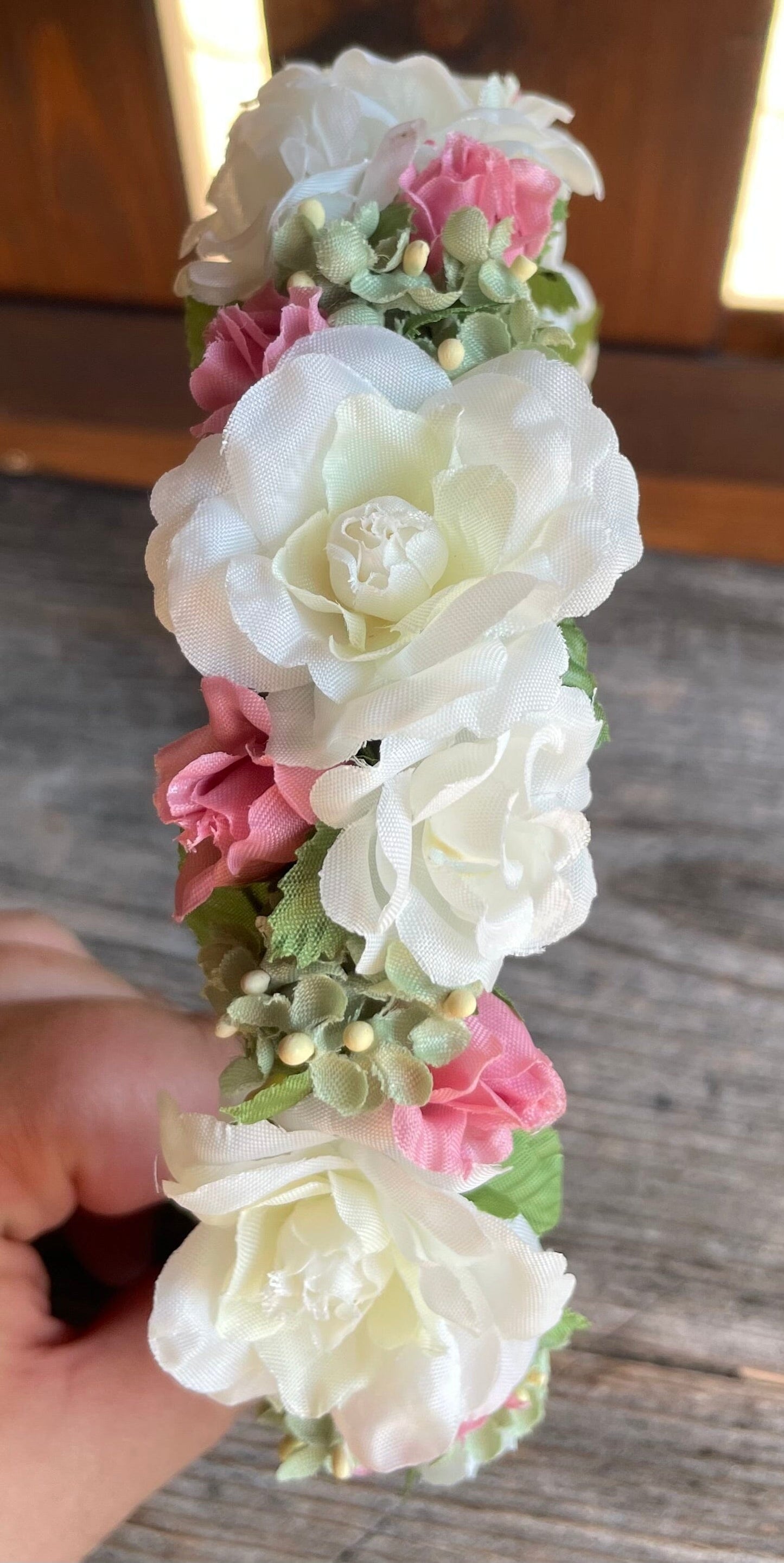 Blüten Haarreifen zum Dirndl, rosa, weiß, Braut Haarschmuck Rasp
