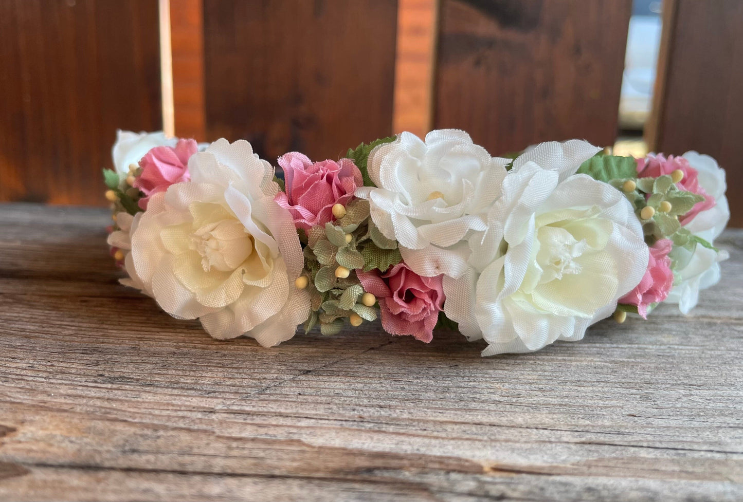 Blüten Haarreifen zum Dirndl, rosa, weiß, Braut Haarschmuck Rasp