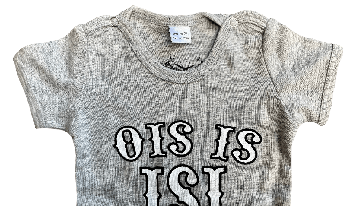 Bua Madl Babybody, HangOwear, hellgrau, Ois is isi Babybody HangOwear