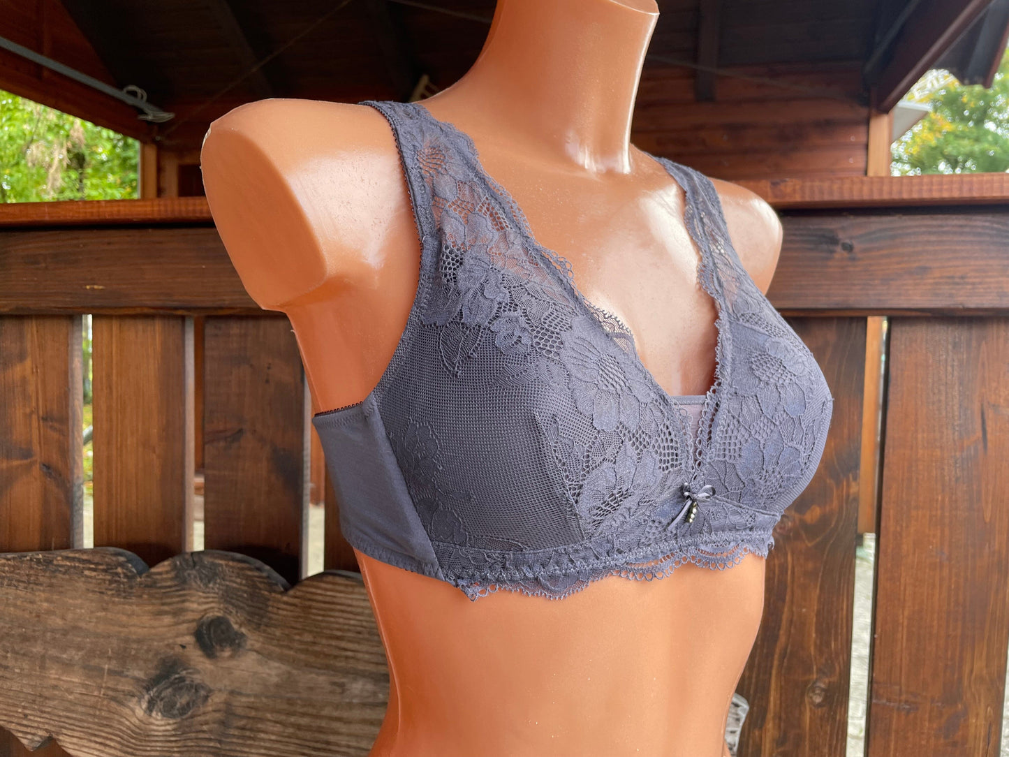 Bustier, BH ohne Bügel, Nina von C., Quarz, graubraun, Spitze BH Nina von C.