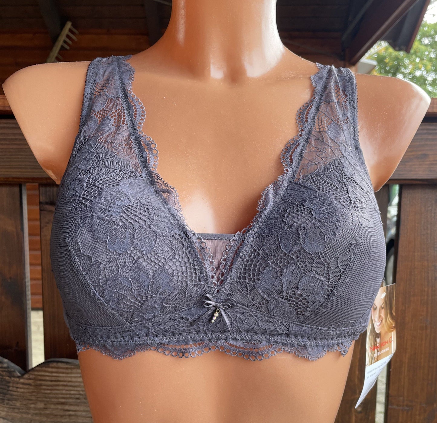 Bustier, BH ohne Bügel, Nina von C., Quarz, graubraun, Spitze BH Nina von C.
