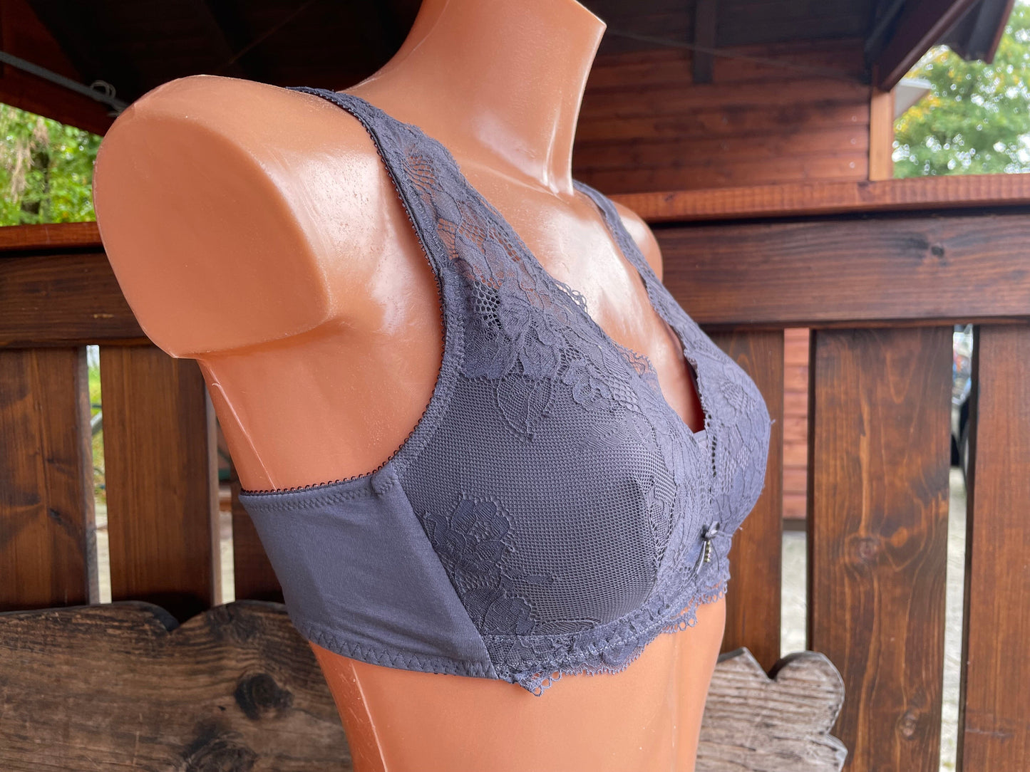 Bustier, BH ohne Bügel, Nina von C., Quarz, graubraun, Spitze BH Nina von C.