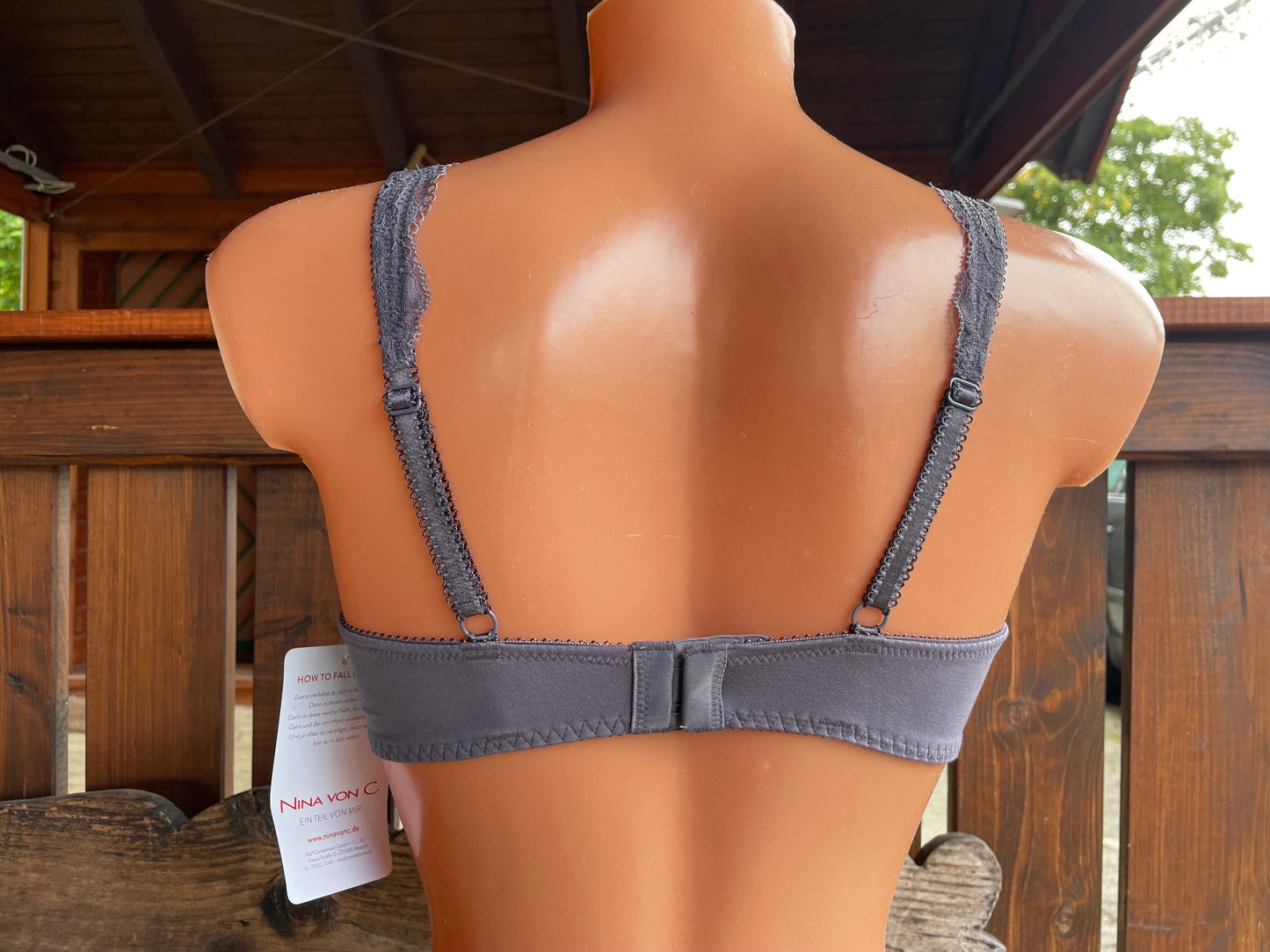 Bustier, BH ohne Bügel, Nina von C., Quarz, graubraun, Spitze BH Nina von C.