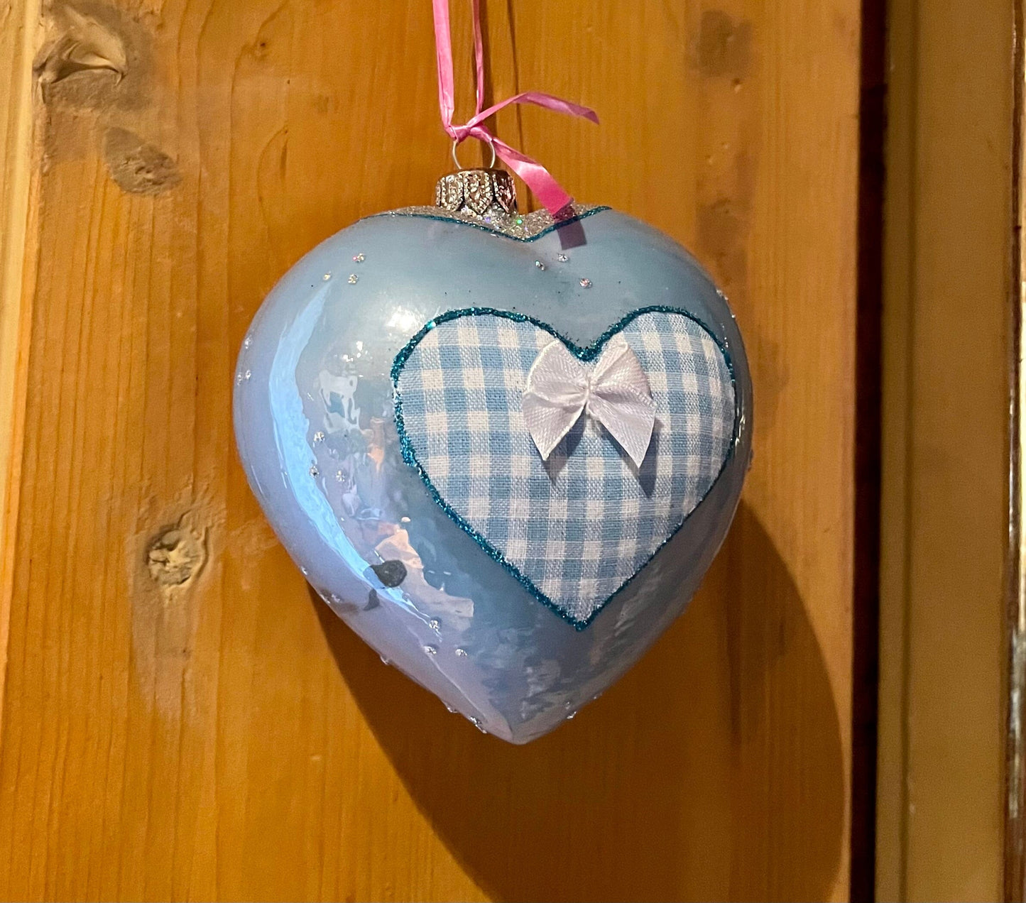 Christbaum Kugel, Weihnachtsschmuck, blau Herz Weihnachten Alpenfunkeln